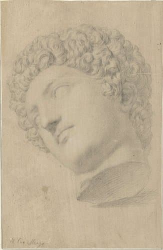Jongelingshoofd, van onderen gezien by Anton Raphael Mengs