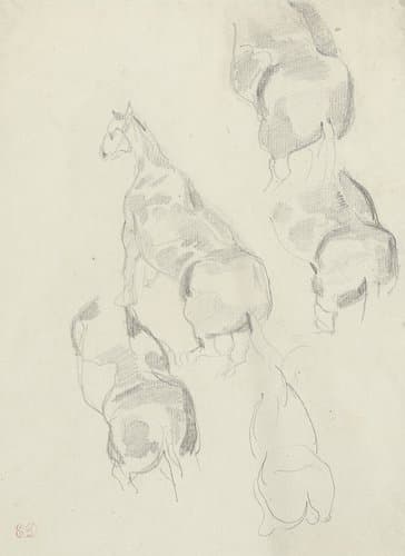 Vijf studies van een paard by Eugène Delacroix