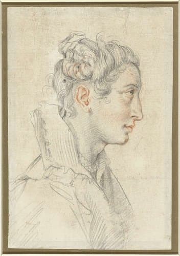 Portret van een onbekende jonge vrouw in profiel