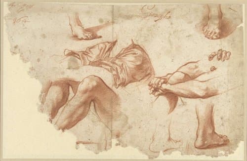 Fragment van studieblad met armen by anonymous