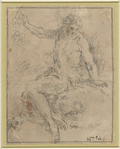 Zittende Johannes de Doper by anonymous