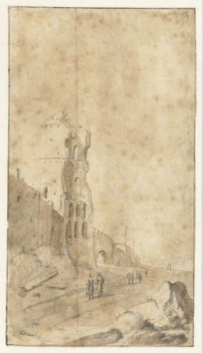 Porta San Paolo te Rome by Bartholomeus Breenbergh