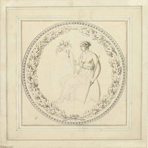 Zittende vrouw met hoorn van overvloed by A. Cipriani