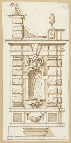 Ontwerp voor een zijde van een poort met een nis by Agostino Mitelli