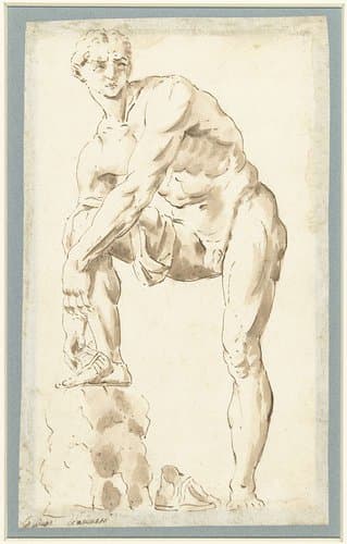 Antiek beeld van de Sandalenbinder by Giovanni Battista Tiepolo