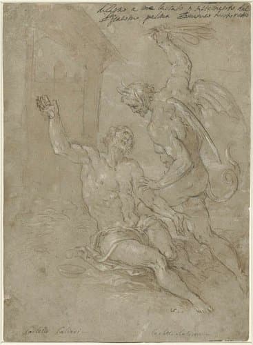 Job bestraft door de duivel by Jacopo Palma (il Giovane)