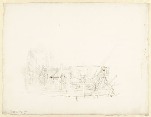 Oorlogsschip, van voren gezien by Willem van de Velde (II)