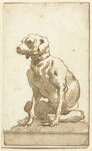 Sitting Dog by Giovanni Domenico Tiepolo