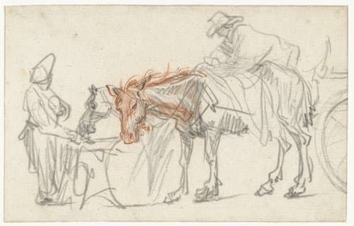 Two Horses at a Halting-place by Rembrandt van Rijn