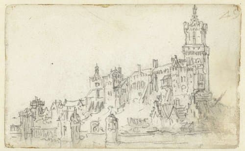 Gezicht op de Zwanenburg te Kleve by Jan van Goyen