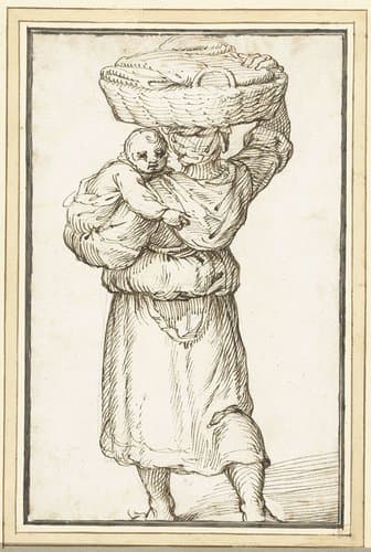 Lopende vrouw van achteren gezien by Bartolomeo Passarotti