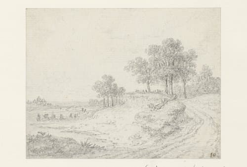 Landschap met zandweg en bomen by Georges Michel