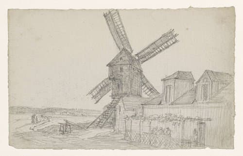 Molen op de Butte met een openlucht cafeetje by Georges Michel