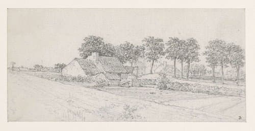 Boerderijen; op de voorgrond bebouwde velden by Georges Michel