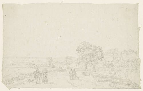 Landweg met ruiter by Georges Michel