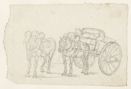Sleperskar met twee paarden by Georges Michel