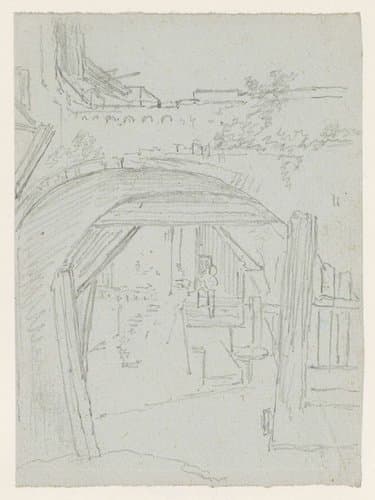 Gezicht onder een brug by Georges Michel