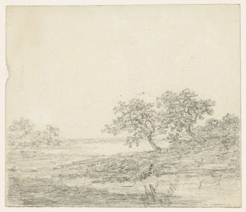 Twee bomen op een helling by Georges Michel