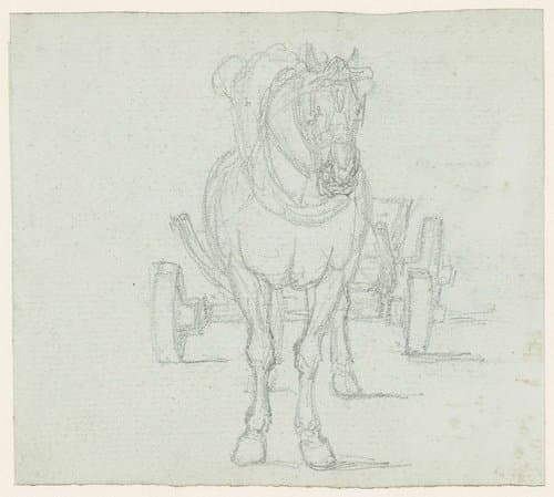 Paard voor een sleperskar by Georges Michel
