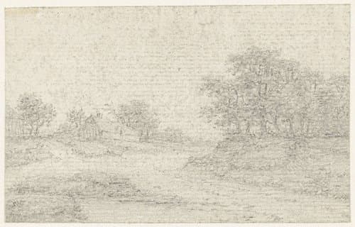 Oplopende landweg met bomen rechts by Georges Michel