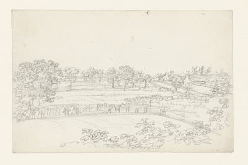 Akkers met heggen afgezet en geboomte by Georges Michel