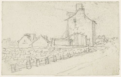 Weg met muur erlangs leidend naar een huis by Georges Michel