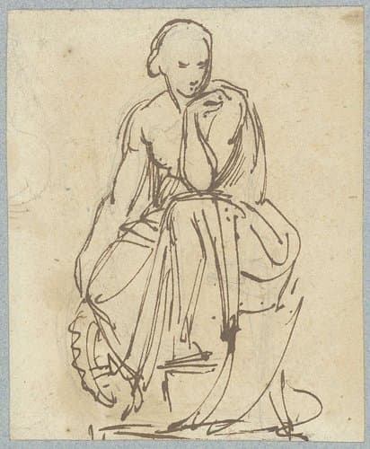 Zittende allegorische vrouwenfiguur by anonymous