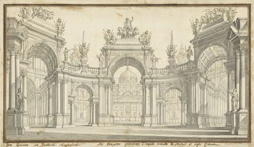 Decorontwerp van het Forum Romanum by Giuseppe Galli Bibiena