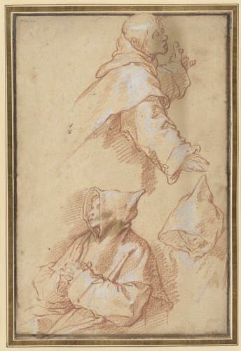 Studies van drie kluizenaars by Abraham Bloemaert