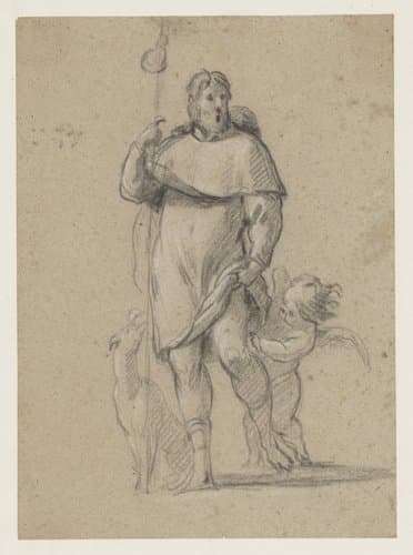 De H. Rochus met hond en engeltje by Simon Vouet