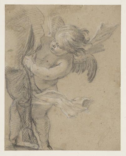 Engeltje bij het been van de H. Rochus by Simon Vouet