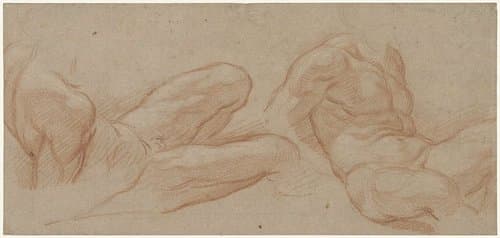 Twee studies van een liggende by Eustache Lesueur