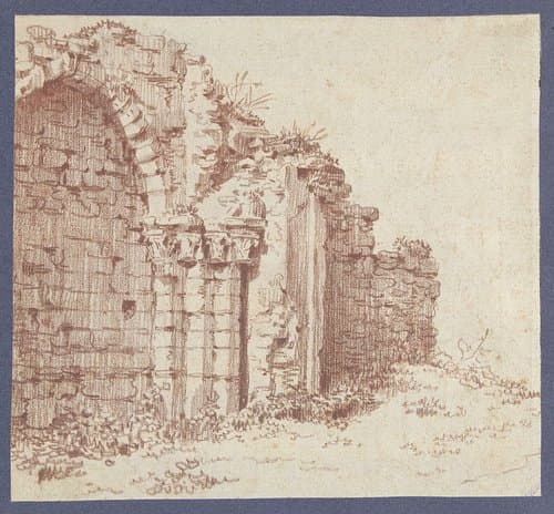 Dichtgemetseld Gothisch portaal by Hubert Robert