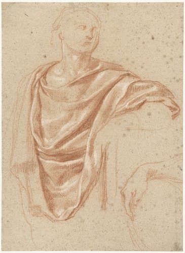 Romein in toga en studie van een hand by Eustache Lesueur