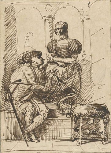 Rafaël en de Fornarina by Paul Delaroche