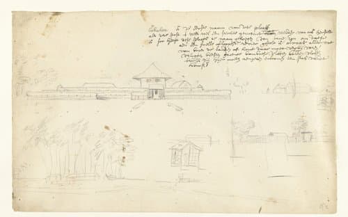 Schetsen in en bij het fort van Babahan by anonymous; Cornelis de Bruyn