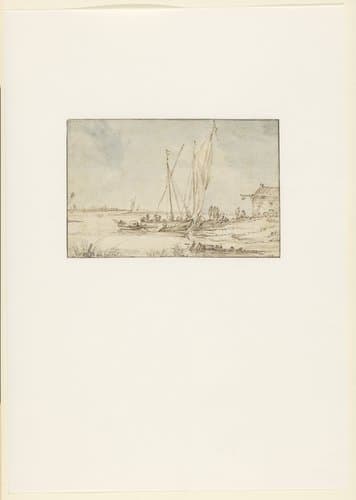 Riviergezicht met een boot by Nicolaes van Lijnhoven