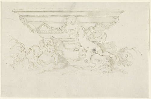 Ornamentale schaal met putti by anonymous
