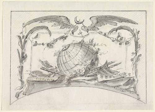 Trofee met globe en bladmuziek by van Lochteren