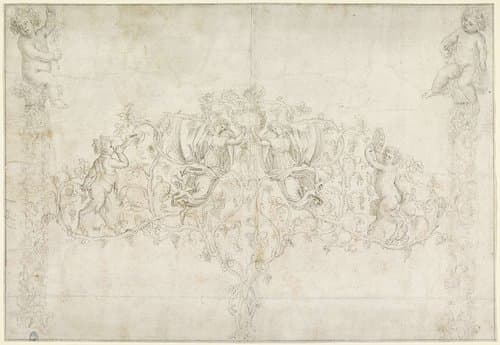 Wijnranken met saters en nimfen by anonymous
