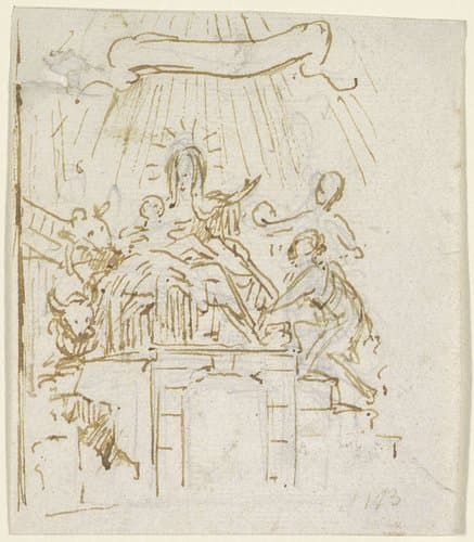 Aanbidding door de herders by Pieter Verbruggen (II)