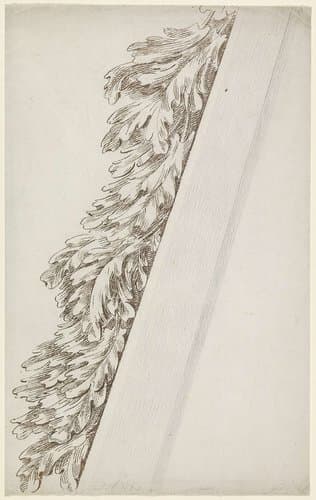 Eikenbladeren langs schuinoplopende plint by Jacob Hagen (II)