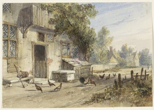 Boerderij met kippen op de landweg daarvoor by Newton Smith Limbird Fielding