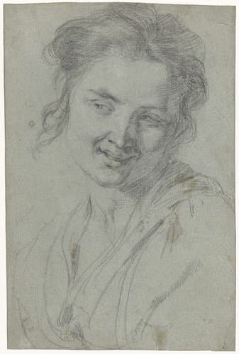 Studie van een lachende vrouw by Johann Liss