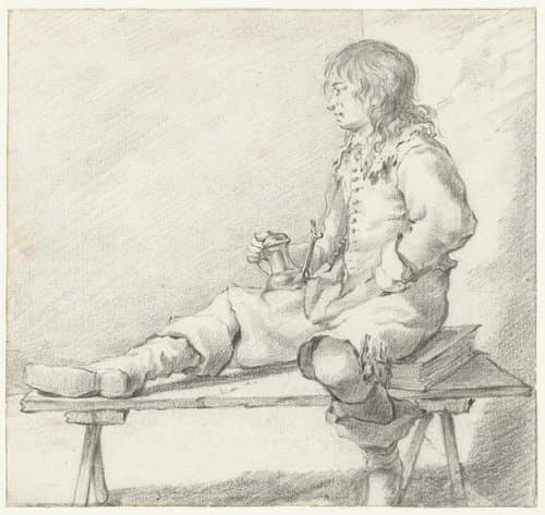 Young Man Seated on a Book on a Bench by Constantijn Verhout