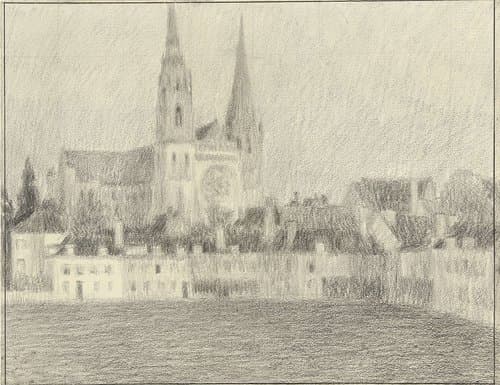 Gezicht op Chartres by Henri Eugène Le Sidaner