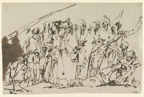 Groep Oosterlingen, soldaten en vrouwen by Giovanni Domenico Tiepolo