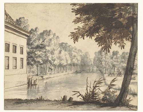 View over a Canal with an Estate by Abraham Rutgers