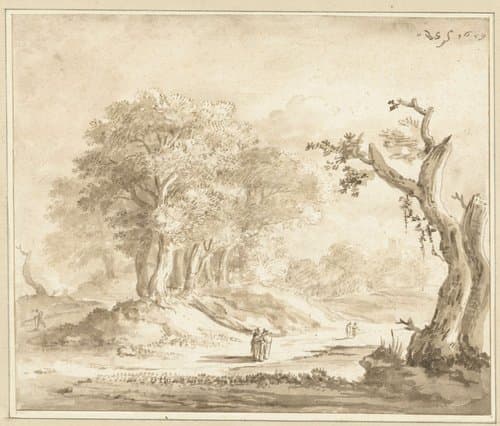 Wandelaars in een bos by Anthonie van Borssom