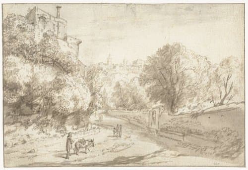 Weg in een Italiaans landschap by Bartholomeus Breenbergh